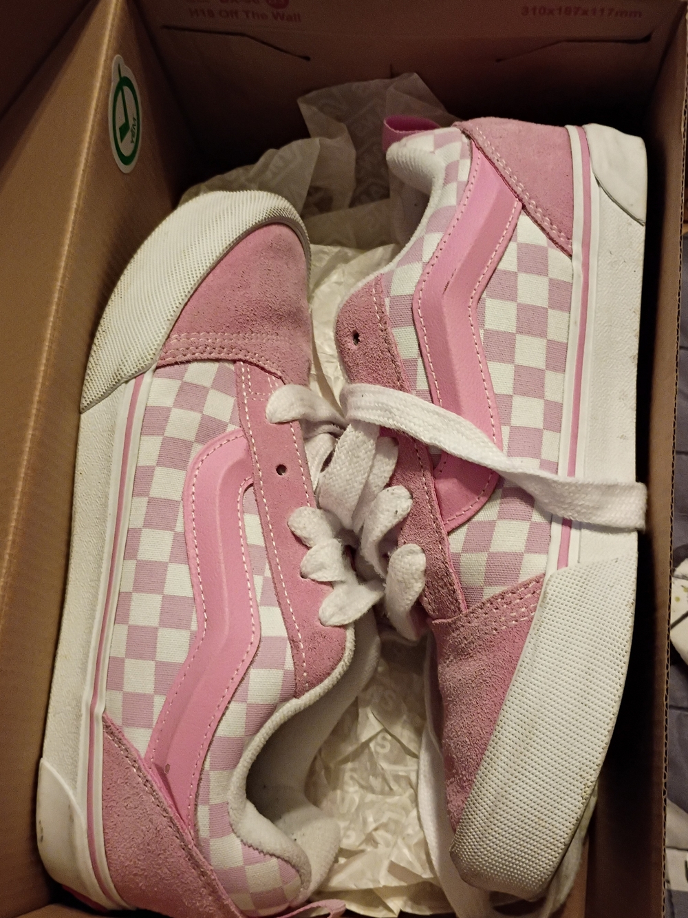 Vans Kids Pink and White Checkerboard Low-Top Sneakers